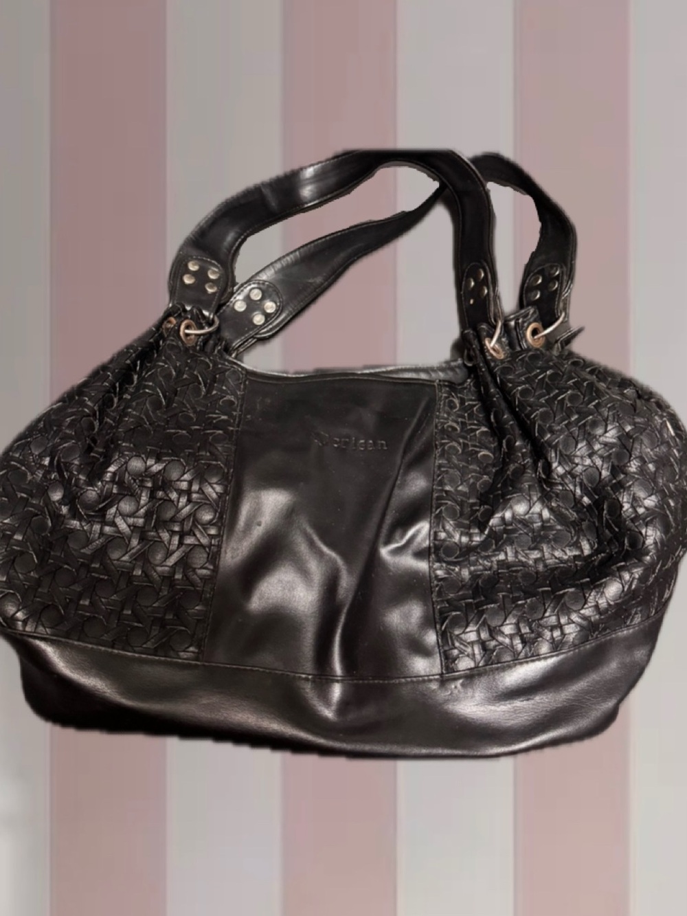 Crisan Black Faux-Leather Shoulder Bag